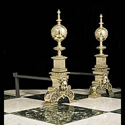 An Antique Pair of Baroque Style Andirons 