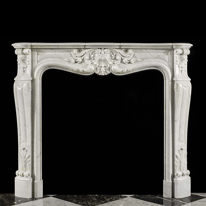 French Rococo Style Marble Fireplace Mantel