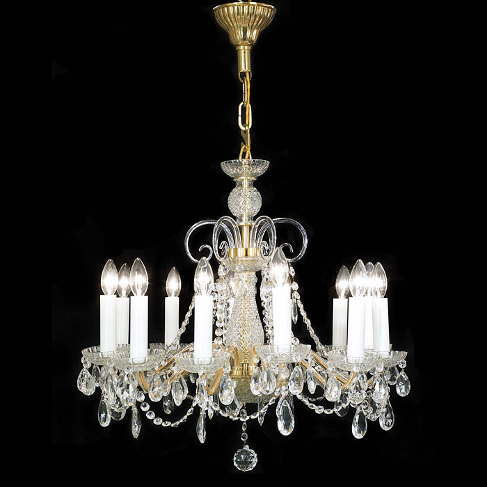 One of Four Identical Cut Glass Chandeliers 