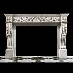 A Louis XVI French Regency style carrara marble antique fireplace mantel