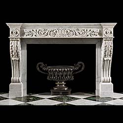 A Louis XVI French Regency style carrara marble antique fireplace mantel