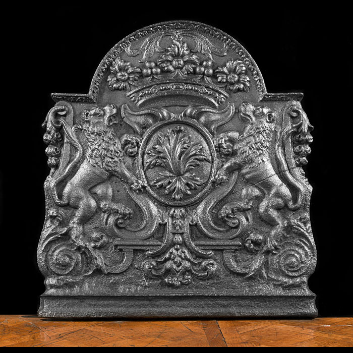 A French antique cast iron fire back.