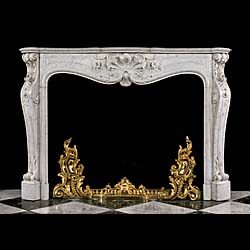 An Antique carrara marble Louis XV style fireplace surround 