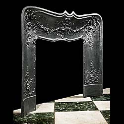 French florally decorated cast iron fireplace insert    