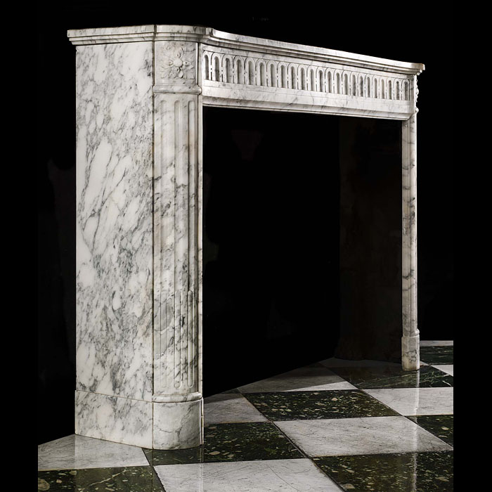 A Louis XVI Arabascato Marble Fireplace 