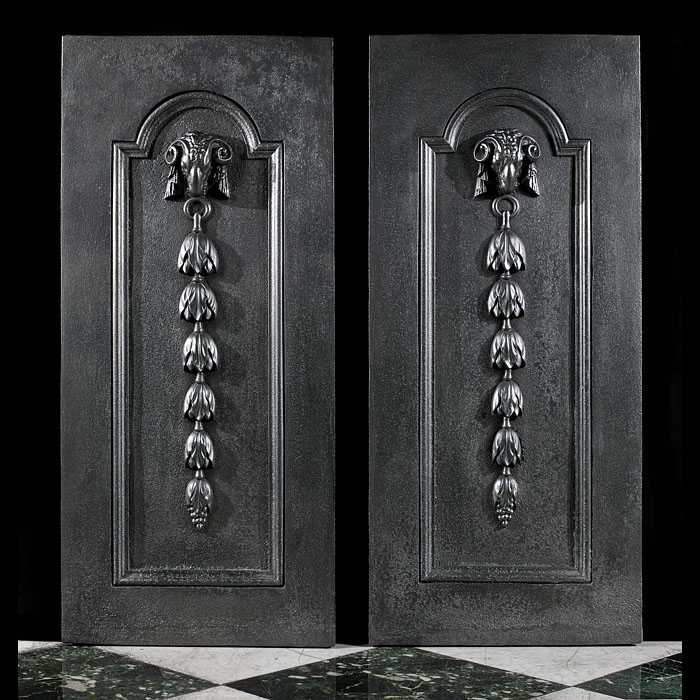 Large Pair of Cast Iron Fireplace Panels