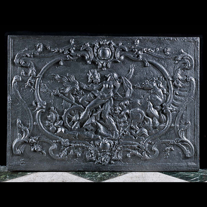 A Large French Cast Iron Antique Fireback