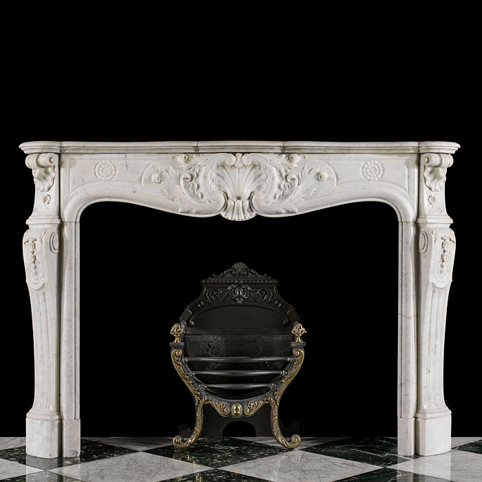 A Carrara Marble Louis XV Fireplace Mantel 