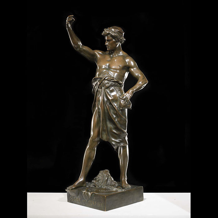 " Per Laborem, Gloire et Fortune " an antique French bronze figure     