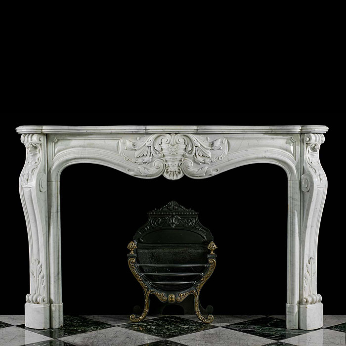  A French Rococo Carrara Marble Fireplace