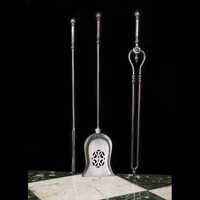 A Set of Cast Iron Antique Fire Tools