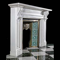 A Victorian white marble antique fireplace mantel  