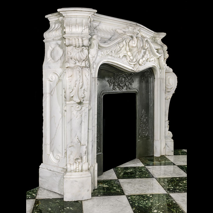 A Large Rococo Baroque Marble Fireplace