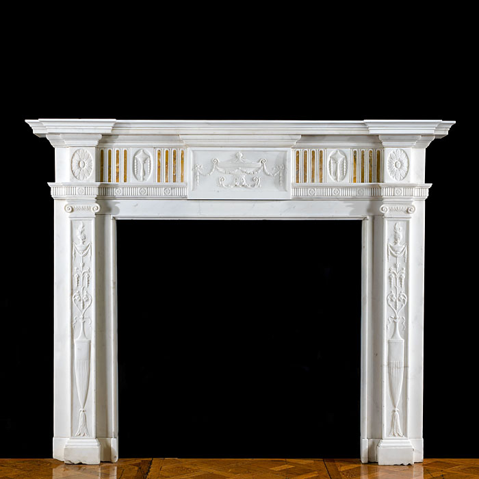  An Inlaid Sienna Statuary Marble Fireplace