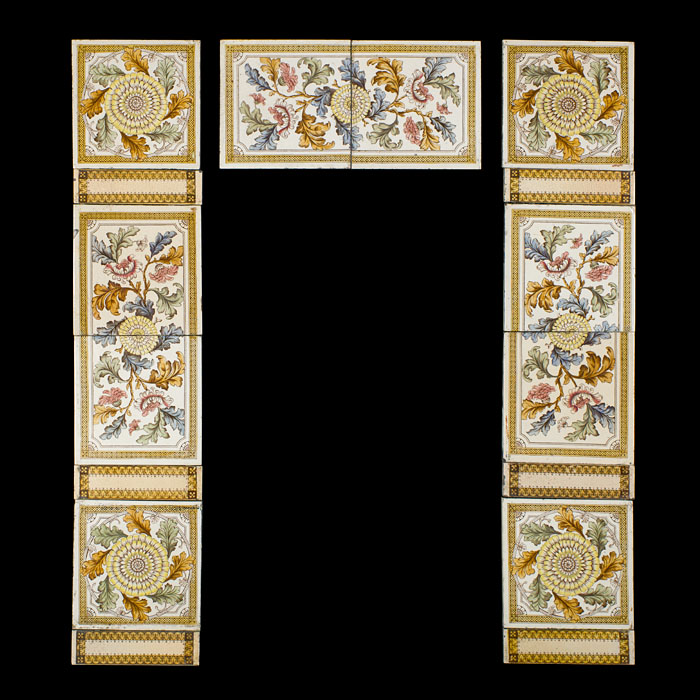 Set of Hand-Painted Fireplace Tiles 
