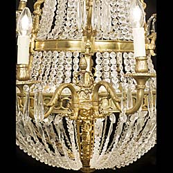 Large Neoclassical Style Cut Glass Chandelier