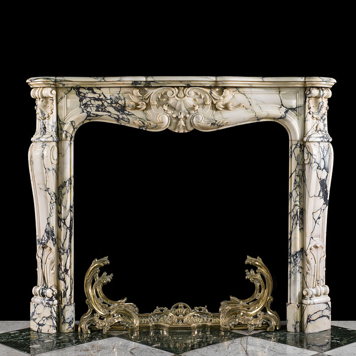 An Arabascato Marble Louis XV chimneypiece