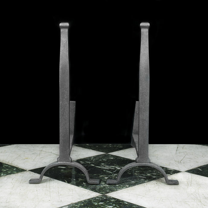 A Pair of Tudor Style Cast Iron Andirons