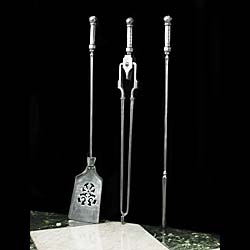 A set of three Victorian polished steel Fire Tools    