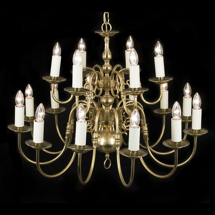 A Large Dutch Baroque Style Brass Chandelier