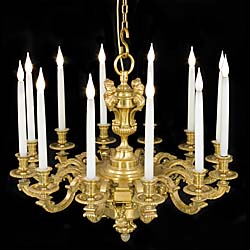 Ornate Gilt Brass Baroque Style Chandelier