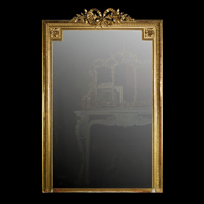 A Carved & Gilded French Overmantel Mirror