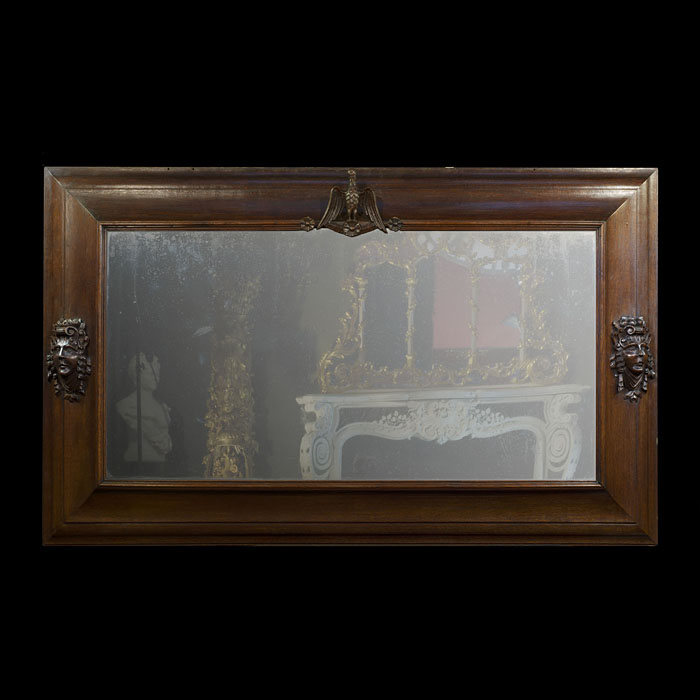 A Large French Oak Framed Overmantel Mirror