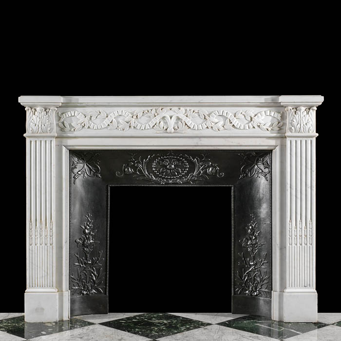 An attractive Statuary Marble antique French fireplace surround and insert   