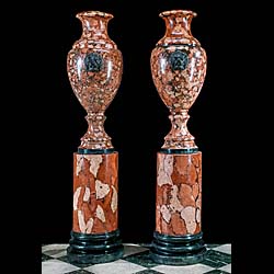 A Monumental Pair of Scagliola Marble Urns