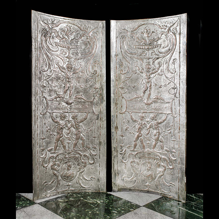 A Pair of Silver Plated Fireplace Panels