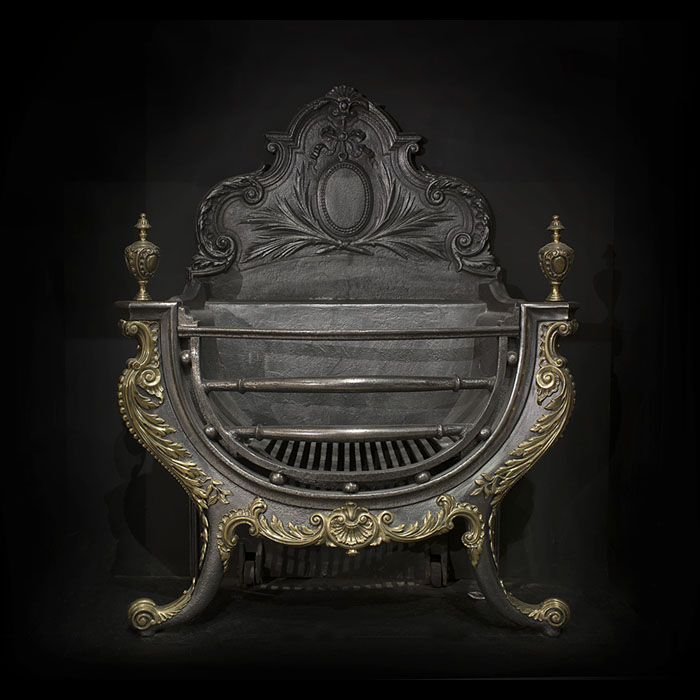  A Large Rococo Style Cast Iron Fire Grate