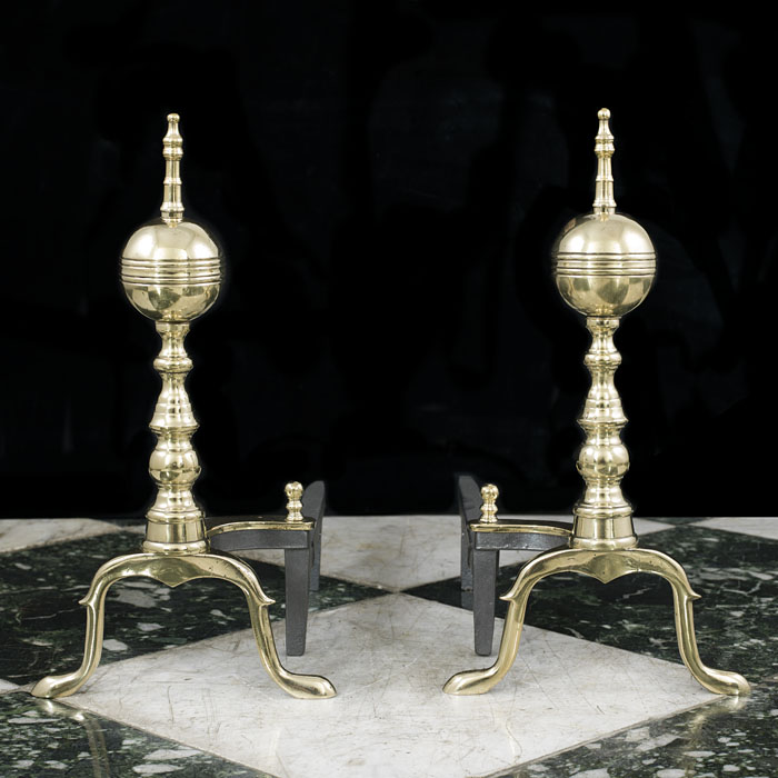 A Pair Of Brass Federal Style Andirons