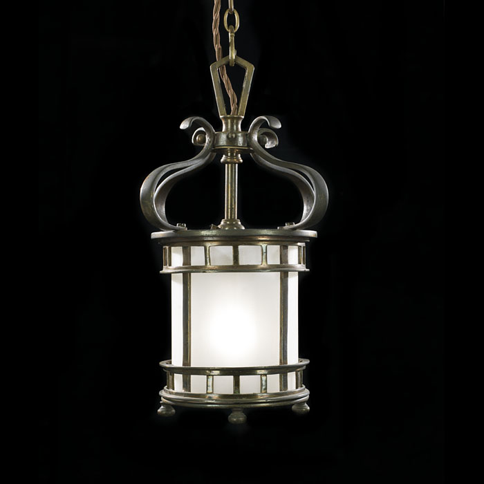 A Small Bronze Late Edwardian Hall Lantern