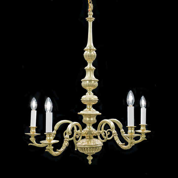 Large Baroque Style Brass Chandelier