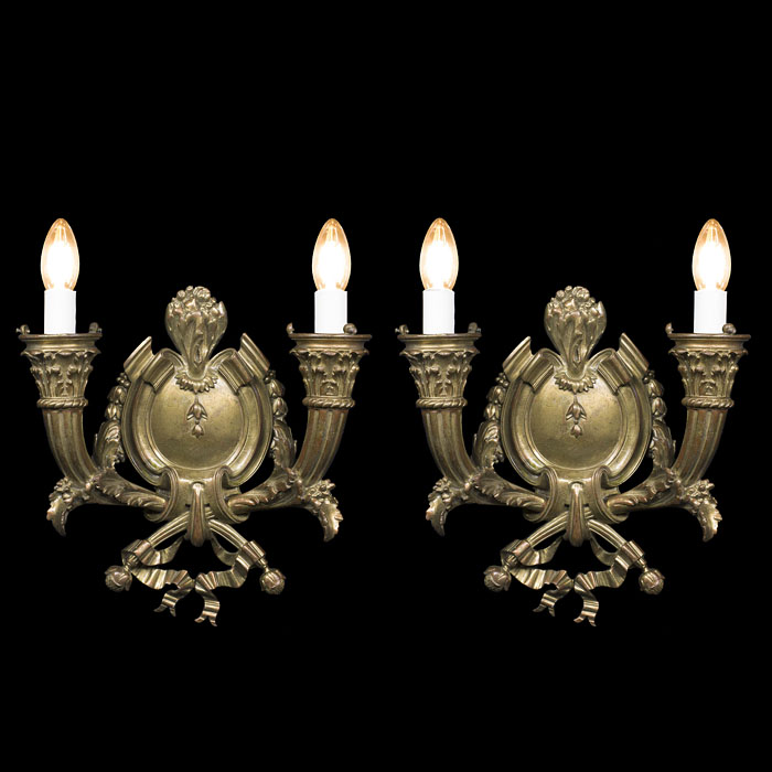 A pair of Regency style ormolu wall lights