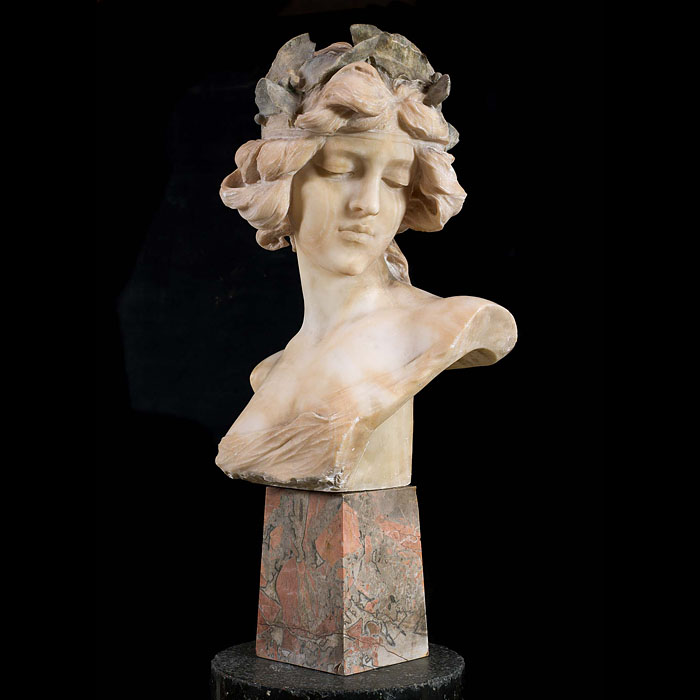 An Alabaster Bust of an Art Nouveau Woman