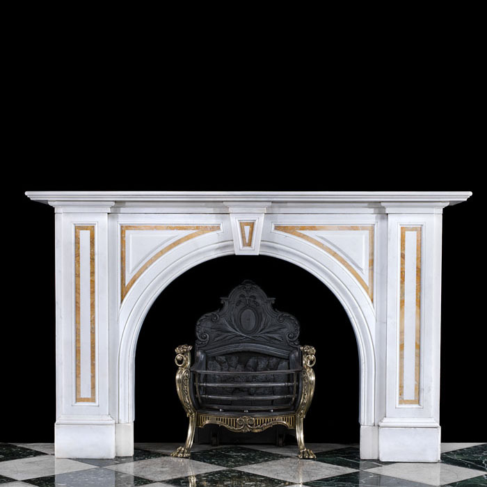 A large Statuary Marble arched fireplace