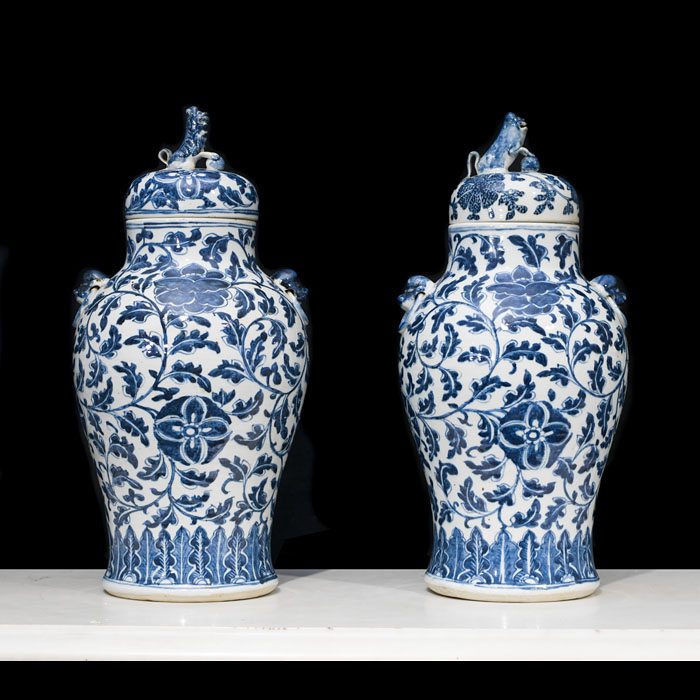 Chinese Qing Dynasty pair of baluster vases