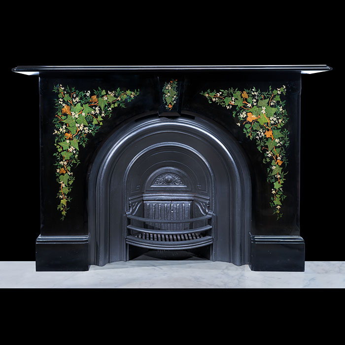 A painted black slate Victorian fireplace
