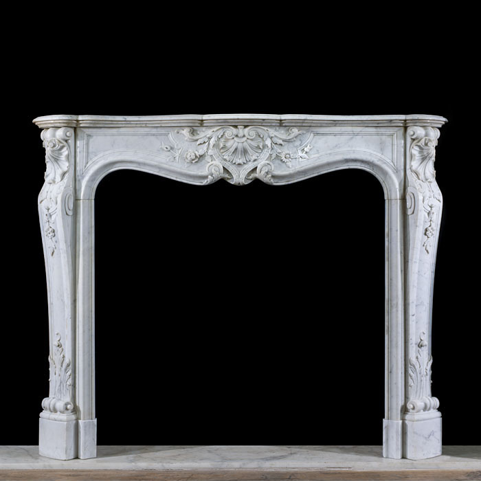 Beautifully Carved Carrara Rococo Fireplace 