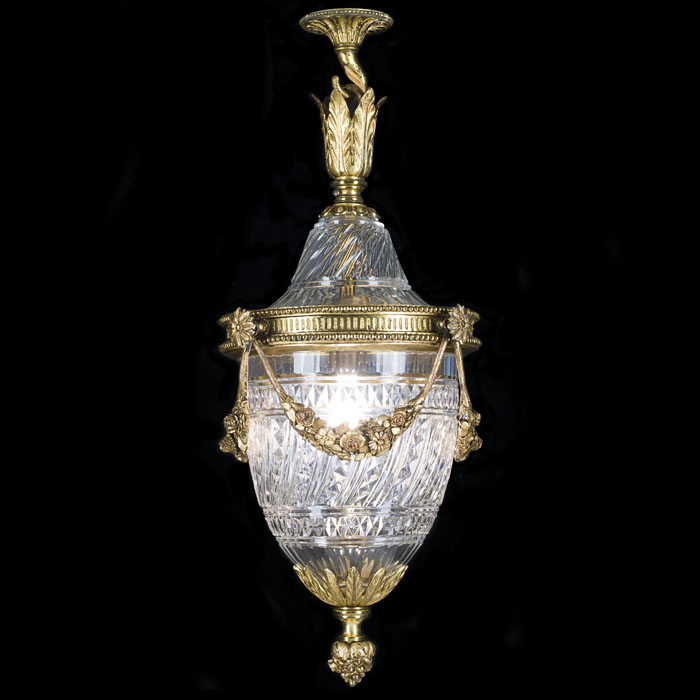  Edwardian Hall Lantern in Ormolu & Crystal 