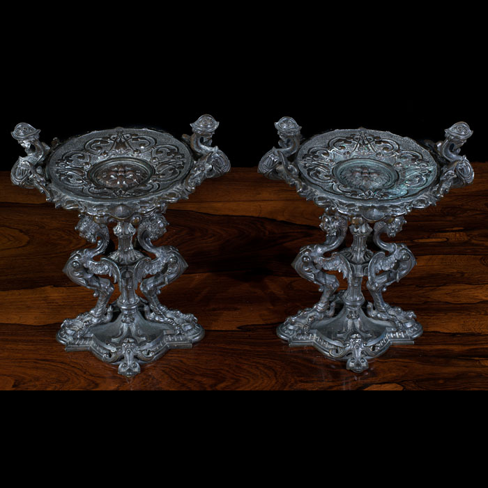  Pair of Renaissance Revival Bronze Tazzas 