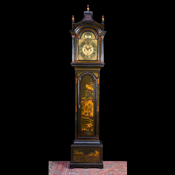 Fine Japanned Longcase Georgian Clock 