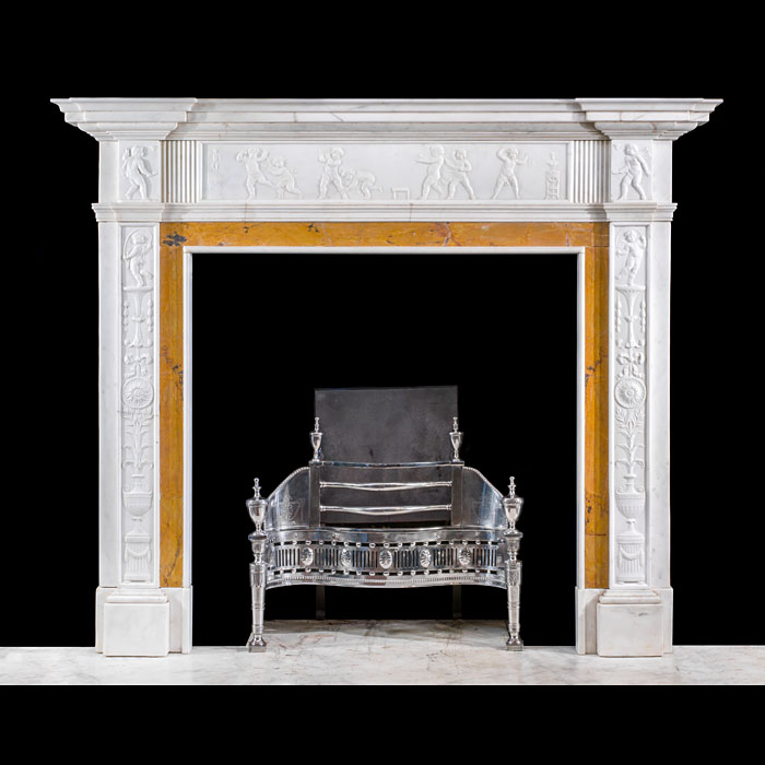 George III Statuary Marble & Siena Fireplace 