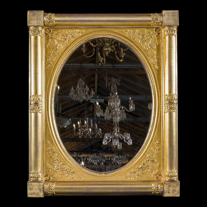 Gilded William IV Oval Plate Wall Mirror 