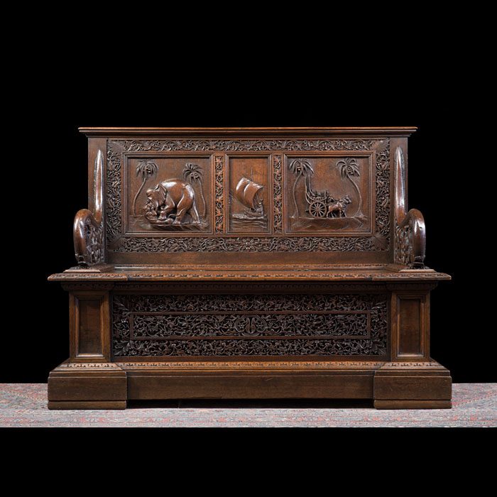 19th century Anglo-Indian Box Settle in Teak 
