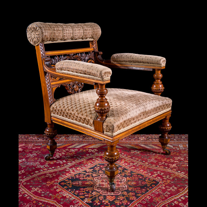 Victorian Walnut and Boxwood Armchair 