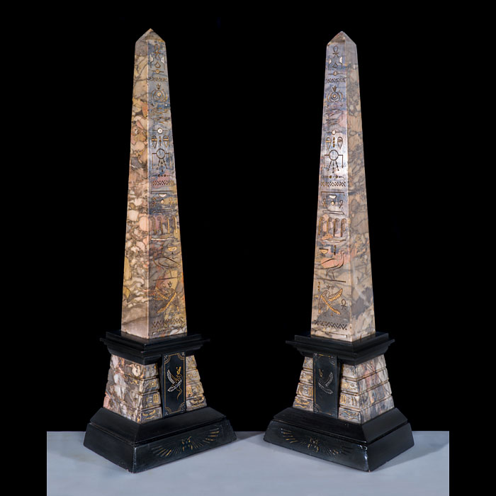 Large Pair of Egyptian Revival Obelisks 