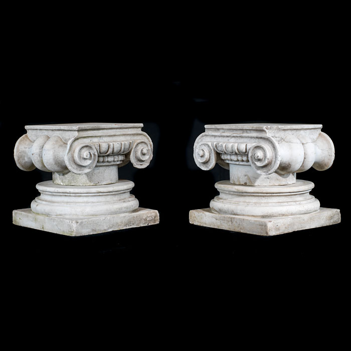 A small pair of Regency marble capitals