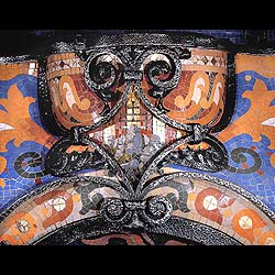 An enormous Gaudi style antique ceramic chimneypiece    